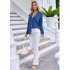 image:imageEkouaer Pajamas Set Long Sleeve Sleepwear Womens Button Down Nightwear Soft Pj Loungewear with PocketsBlue