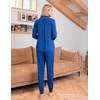 image:imageEkouaer Pajamas Set Long Sleeve Sleepwear Womens Button Down Nightwear Soft Pj Loungewear with PocketsBlue