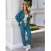 image:imageEkouaer Pajamas Set Long Sleeve Sleepwear Womens Button Down Nightwear Soft Pj Loungewear with PocketsBlue Green