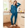 image:imageEkouaer Pajamas Set Long Sleeve Sleepwear Womens Button Down Nightwear Soft Pj Loungewear with PocketsBlue Green