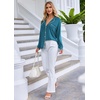 image:imageEkouaer Pajamas Set Long Sleeve Sleepwear Womens Button Down Nightwear Soft Pj Loungewear with PocketsBlue Green