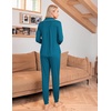 image:imageEkouaer Pajamas Set Long Sleeve Sleepwear Womens Button Down Nightwear Soft Pj Loungewear with PocketsBlue Green