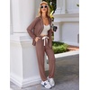 image:imageEkouaer Pajamas Set Long Sleeve Sleepwear Womens Button Down Nightwear Soft Pj Loungewear with PocketsBrown