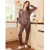 image:imageEkouaer Pajamas Set Long Sleeve Sleepwear Womens Button Down Nightwear Soft Pj Loungewear with PocketsBrown