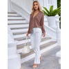 image:imageEkouaer Pajamas Set Long Sleeve Sleepwear Womens Button Down Nightwear Soft Pj Loungewear with PocketsBrown