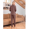 image:imageEkouaer Pajamas Set Long Sleeve Sleepwear Womens Button Down Nightwear Soft Pj Loungewear with PocketsBrown