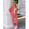 image:imageEkouaer Pajamas Set Long Sleeve Sleepwear Womens Button Down Nightwear Soft Pj Loungewear with PocketsChristmas Red With Santa Pattern