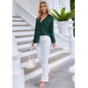 image:imageEkouaer Pajamas Set Long Sleeve Sleepwear Womens Button Down Nightwear Soft Pj Loungewear with PocketsDark Green