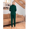 image:imageEkouaer Pajamas Set Long Sleeve Sleepwear Womens Button Down Nightwear Soft Pj Loungewear with PocketsDark Green