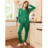 image:imageEkouaer Pajamas Set Long Sleeve Sleepwear Womens Button Down Nightwear Soft Pj Loungewear with PocketsGreen
