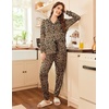 image:imageEkouaer Pajamas Set Long Sleeve Sleepwear Womens Button Down Nightwear Soft Pj Loungewear with PocketsLeopard