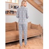 image:imageEkouaer Pajamas Set Long Sleeve Sleepwear Womens Button Down Nightwear Soft Pj Loungewear with PocketsLight Gray With Pink Stars