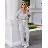 image:imageEkouaer Pajamas Set Long Sleeve Sleepwear Womens Button Down Nightwear Soft Pj Loungewear with PocketsLight Gray With Pink Stars