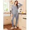 image:imageEkouaer Pajamas Set Long Sleeve Sleepwear Womens Button Down Nightwear Soft Pj Loungewear with PocketsLight Grey