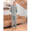 image:imageEkouaer Pajamas Set Long Sleeve Sleepwear Womens Button Down Nightwear Soft Pj Loungewear with PocketsLight Grey