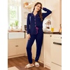 image:imageEkouaer Pajamas Set Long Sleeve Sleepwear Womens Button Down Nightwear Soft Pj Loungewear with PocketsNavy