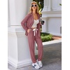 image:imageEkouaer Pajamas Set Long Sleeve Sleepwear Womens Button Down Nightwear Soft Pj Loungewear with PocketsOld Rose