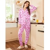 image:imageEkouaer Pajamas Set Long Sleeve Sleepwear Womens Button Down Nightwear Soft Pj Loungewear with PocketsPink Bow