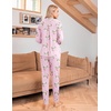 image:imageEkouaer Pajamas Set Long Sleeve Sleepwear Womens Button Down Nightwear Soft Pj Loungewear with PocketsPink Santa