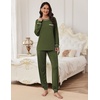 image:imageEkouaer Pajamas Set for Women Soft Comfy Pjs Sets Long Sleeve Sleepwear Loungewear SXXLArmy Green