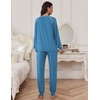 image:imageEkouaer Pajamas Set for Women Soft Comfy Pjs Sets Long Sleeve Sleepwear Loungewear SXXLBlue Green
