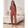 image:imageEkouaer Pajamas Set for Women Soft Comfy Pjs Sets Long Sleeve Sleepwear Loungewear SXXLBrown