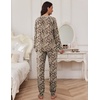 image:imageEkouaer Pajamas Set for Women Soft Comfy Pjs Sets Long Sleeve Sleepwear Loungewear SXXLBrown Leopard