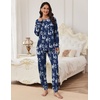 image:imageEkouaer Pajamas Set for Women Soft Comfy Pjs Sets Long Sleeve Sleepwear Loungewear SXXLChristmas Navy With Snowflakes
