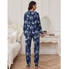 image:imageEkouaer Pajamas Set for Women Soft Comfy Pjs Sets Long Sleeve Sleepwear Loungewear SXXLChristmas Navy With Snowflakes