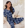 image:imageEkouaer Pajamas Set for Women Soft Comfy Pjs Sets Long Sleeve Sleepwear Loungewear SXXLChristmas Navy With Snowflakes