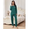 image:imageEkouaer Pajamas Set for Women Soft Comfy Pjs Sets Long Sleeve Sleepwear Loungewear SXXLDark Green
