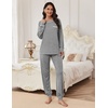 image:imageEkouaer Pajamas Set for Women Soft Comfy Pjs Sets Long Sleeve Sleepwear Loungewear SXXLFlower Gray