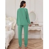 image:imageEkouaer Pajamas Set for Women Soft Comfy Pjs Sets Long Sleeve Sleepwear Loungewear SXXLGray Green
