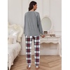 image:imageEkouaer Pajamas Set for Women Soft Comfy Pjs Sets Long Sleeve Sleepwear Loungewear SXXLGray Plaid