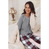 image:imageEkouaer Pajamas Set for Women Soft Comfy Pjs Sets Long Sleeve Sleepwear Loungewear SXXLGray Plaid