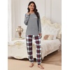 image:imageEkouaer Pajamas Set for Women Soft Comfy Pjs Sets Long Sleeve Sleepwear Loungewear SXXLGray Plaid