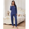 image:imageEkouaer Pajamas Set for Women Soft Comfy Pjs Sets Long Sleeve Sleepwear Loungewear SXXLNavy