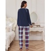 image:imageEkouaer Pajamas Set for Women Soft Comfy Pjs Sets Long Sleeve Sleepwear Loungewear SXXLNavy Plaid