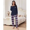 image:imageEkouaer Pajamas Set for Women Soft Comfy Pjs Sets Long Sleeve Sleepwear Loungewear SXXLNavy Plaid