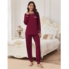 image:imageEkouaer Pajamas Set for Women Soft Comfy Pjs Sets Long Sleeve Sleepwear Loungewear SXXLWine Red