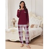 image:imageEkouaer Pajamas Set for Women Soft Comfy Pjs Sets Long Sleeve Sleepwear Loungewear SXXLWine Red Plaid