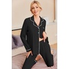 image:imageEkouaer Pajamas Womens Long Sleeve Sleepwear Soft Button Down Loungewear Pjs Lounge Set Nightwear XSXXLBlack