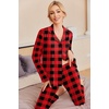 image:imageEkouaer Pajamas Womens Long Sleeve Sleepwear Soft Button Down Loungewear Pjs Lounge Set Nightwear XSXXLBlack and Red Plaid