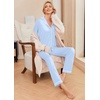 image:imageEkouaer Pajamas Womens Long Sleeve Sleepwear Soft Button Down Loungewear Pjs Lounge Set Nightwear XSXXLBlue