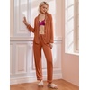 image:imageEkouaer Pajamas Womens Long Sleeve Sleepwear Soft Button Down Loungewear Pjs Lounge Set Nightwear XSXXLCaramel