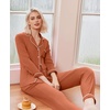 image:imageEkouaer Pajamas Womens Long Sleeve Sleepwear Soft Button Down Loungewear Pjs Lounge Set Nightwear XSXXLCaramel