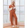 image:imageEkouaer Pajamas Womens Long Sleeve Sleepwear Soft Button Down Loungewear Pjs Lounge Set Nightwear XSXXLCaramel