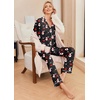 image:imageEkouaer Pajamas Womens Long Sleeve Sleepwear Soft Button Down Loungewear Pjs Lounge Set Nightwear XSXXLChristmas Black With Snowman