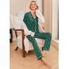 image:imageEkouaer Pajamas Womens Long Sleeve Sleepwear Soft Button Down Loungewear Pjs Lounge Set Nightwear XSXXLChristmas Green With Elk