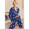 image:imageEkouaer Pajamas Womens Long Sleeve Sleepwear Soft Button Down Loungewear Pjs Lounge Set Nightwear XSXXLChristmas Navy